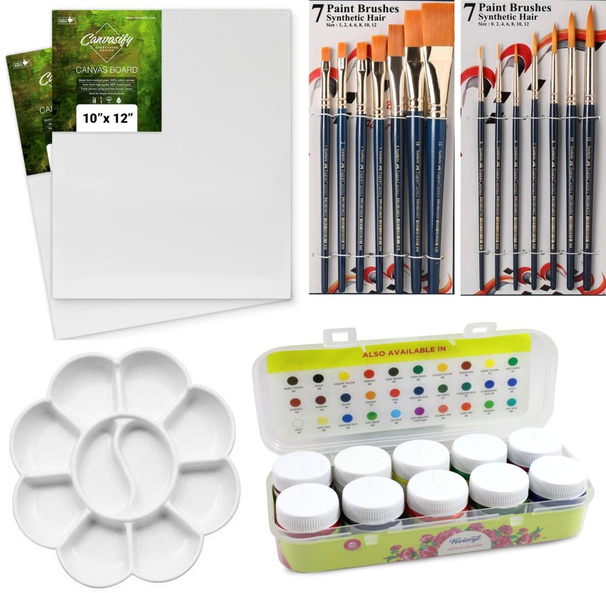 YAKONDA Colours Set /Painting Set / Art Set Gift For Kids -  Acrylic Colours/Canvas Board Kit/Painting Brush Kit